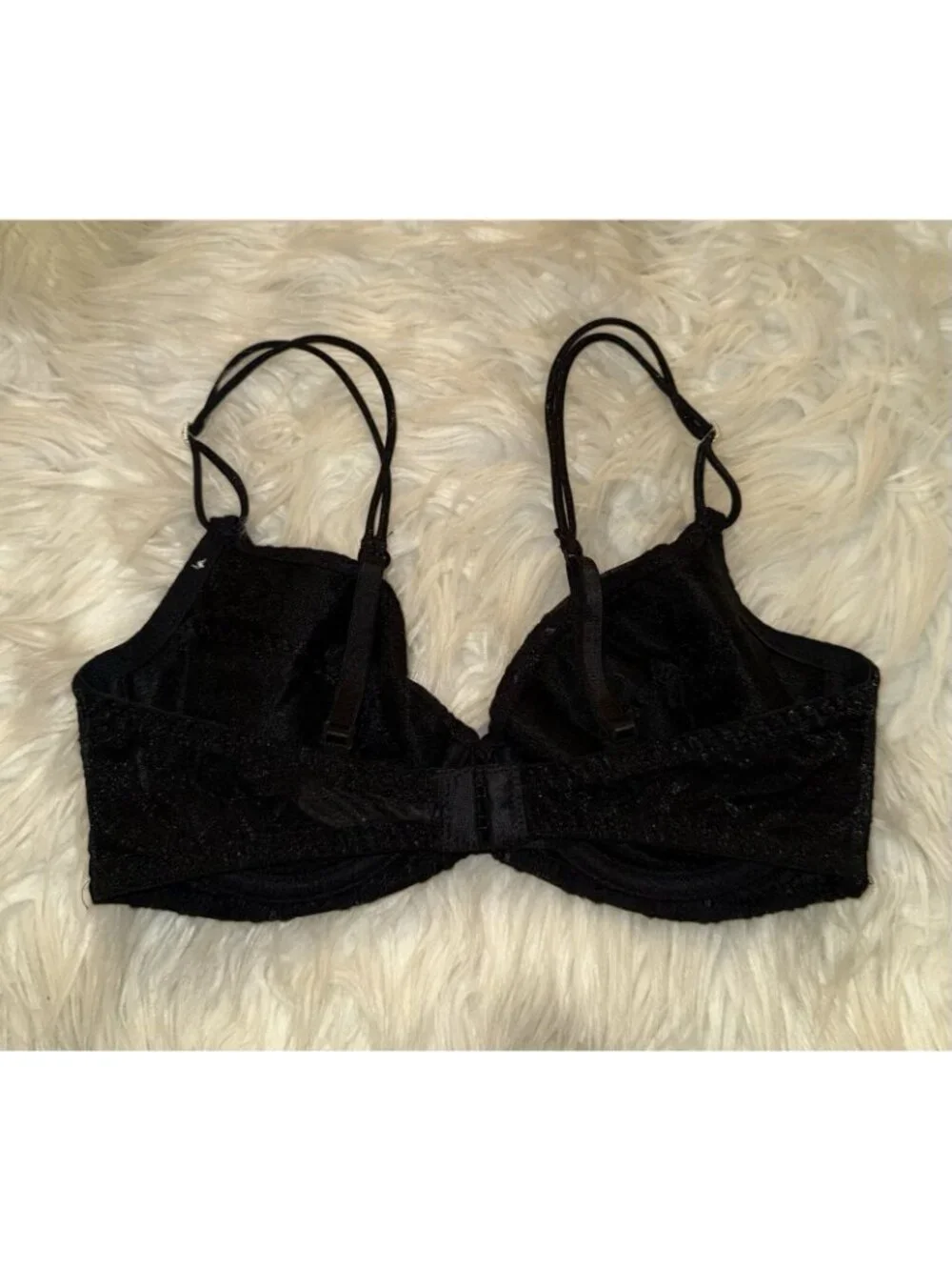 Vintage Maidenform French Demi 9197 Soft Cup Underwire Floral Womens 34C Black